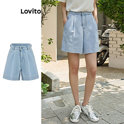 Shorts Jeans Lovito Casual com Bolso Liso - Estilo e Conforto Feminino