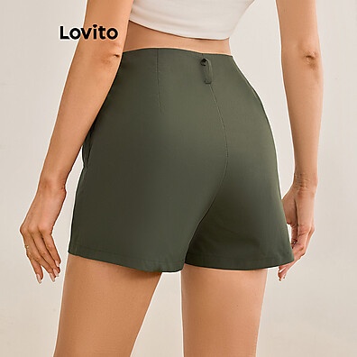 Shorts Lovito Básicos Elegantes com Zíper - Estilo e Conforto Feminino