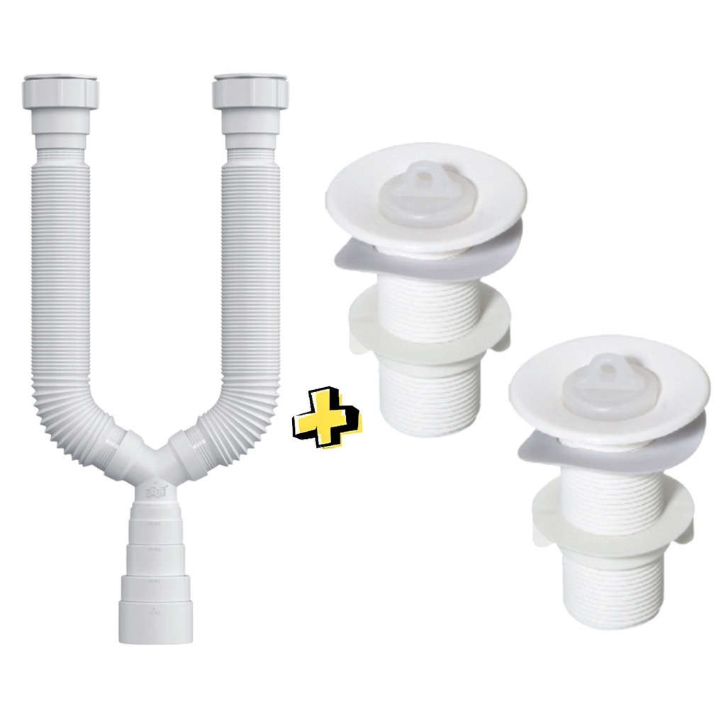 Sifão Duplo Sanfonado + Válvulas PVC: Drenagem Eficiente e Estilo