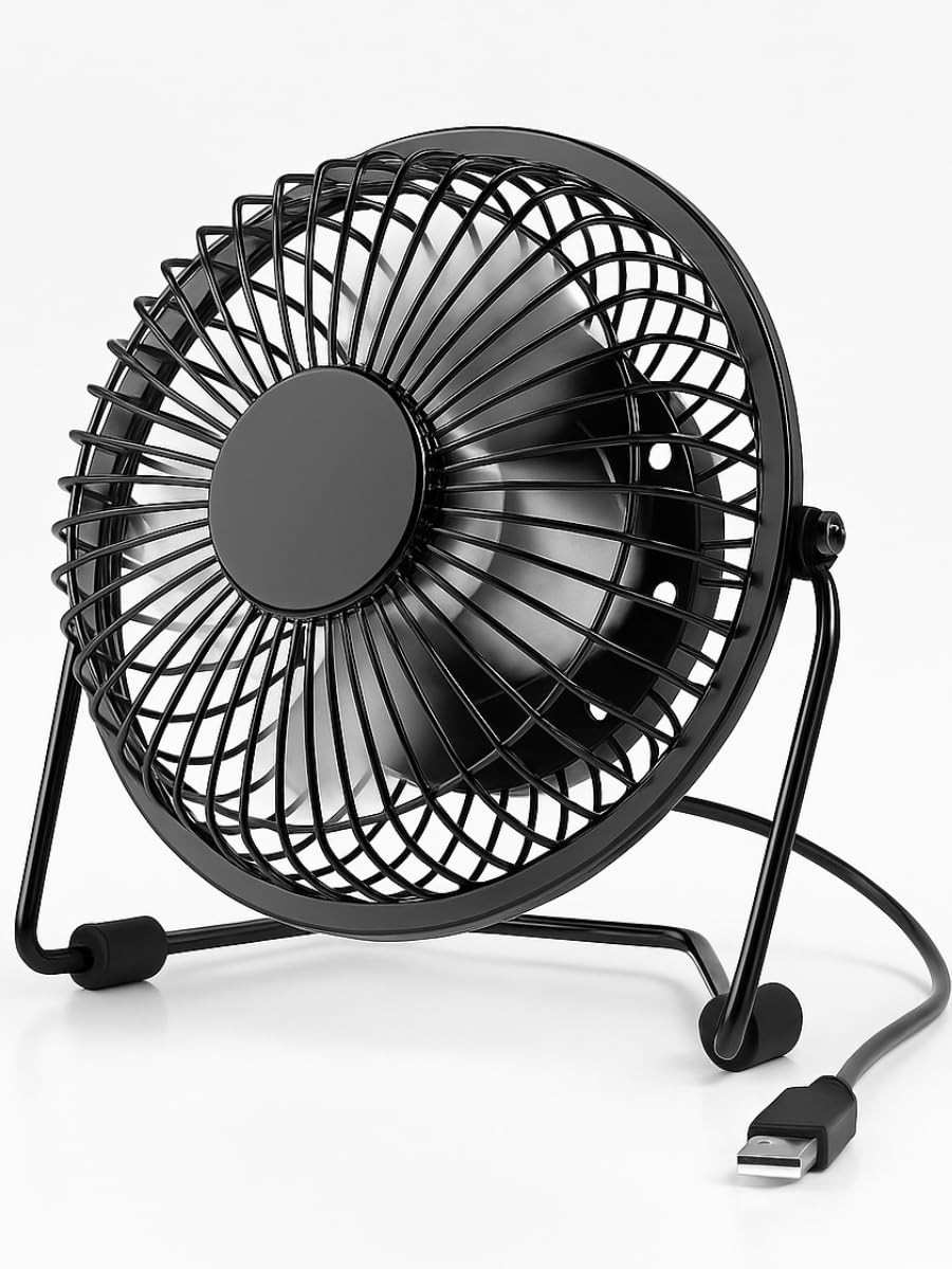 Mini Ventilador USB de Mesa Silencioso em Metal – 360° Potente e Compacto para Casa, Escritório e Viagens