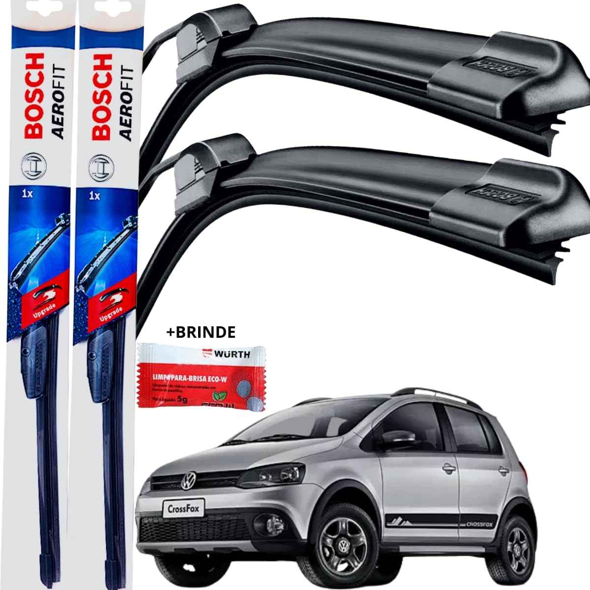 Par de Palhetas Limpador Parabrisa Bosch Aerofit Silicone Cross Fox 2010-2012