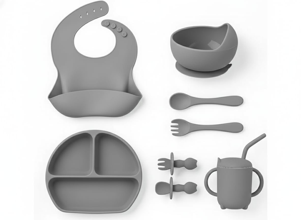 Kit de Alimentação para Bebê em Silicone - 6 Peças Seguras e Ergonômicas
