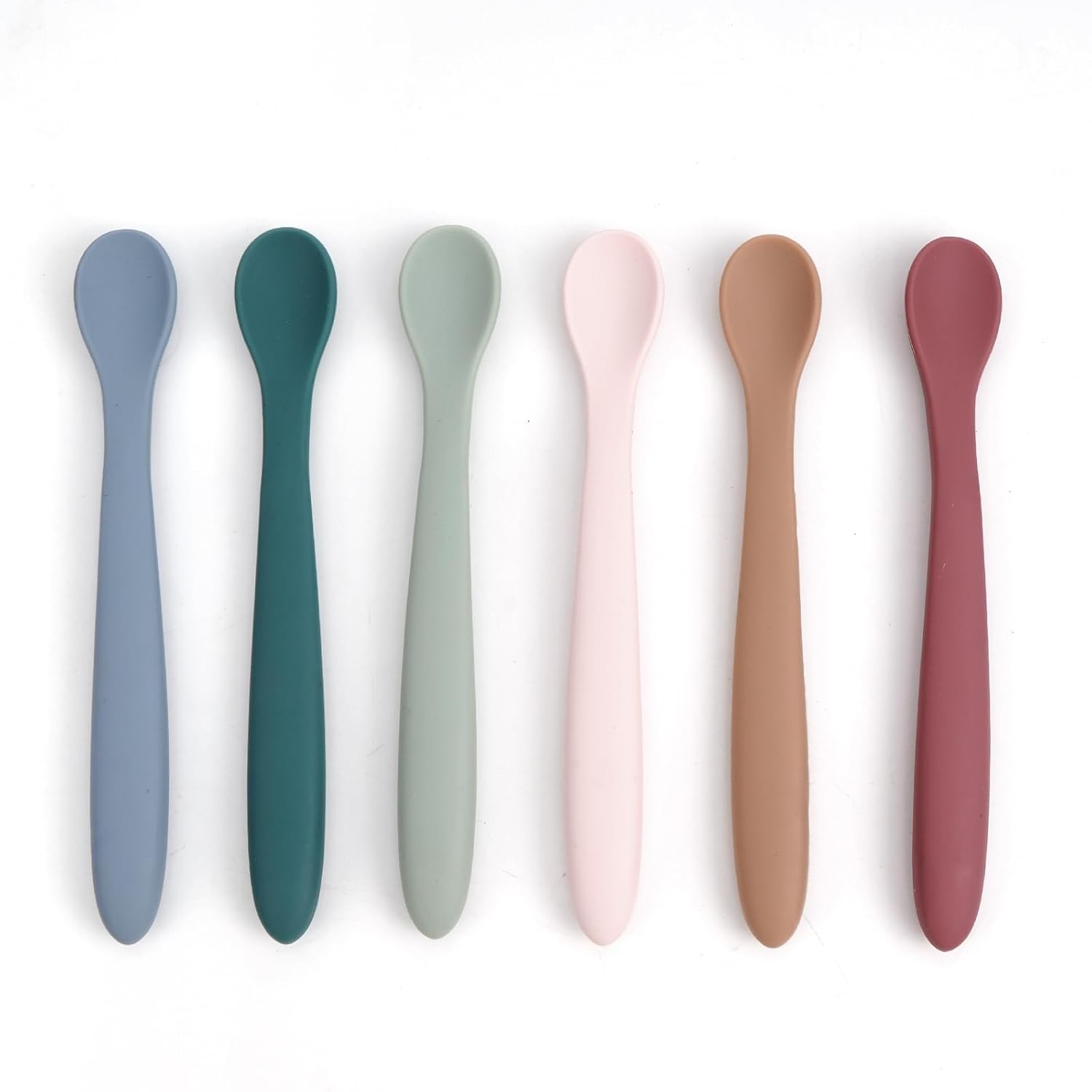 Conjunto de 6 Colheres de Alimentação em Silicone – Seguras, Resistentes e Prontas para o Dia a Dia