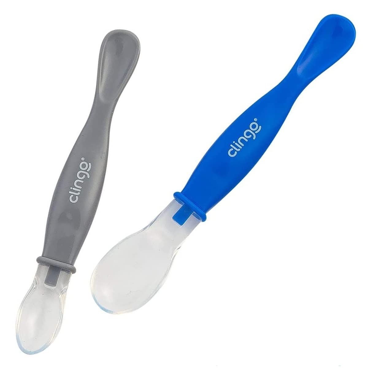Colher Silicone Ponta Dupla Colors Azul - 2 Unidades | Segura e Divertida para Bebês