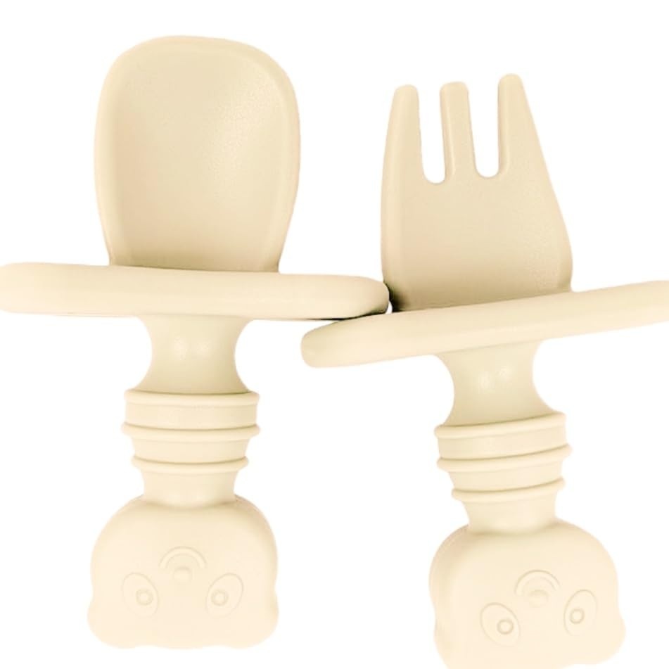 Conjunto de Colher e Garfo de Silicone para Bebês - Seguro, Sem BPA e Antiderrapante