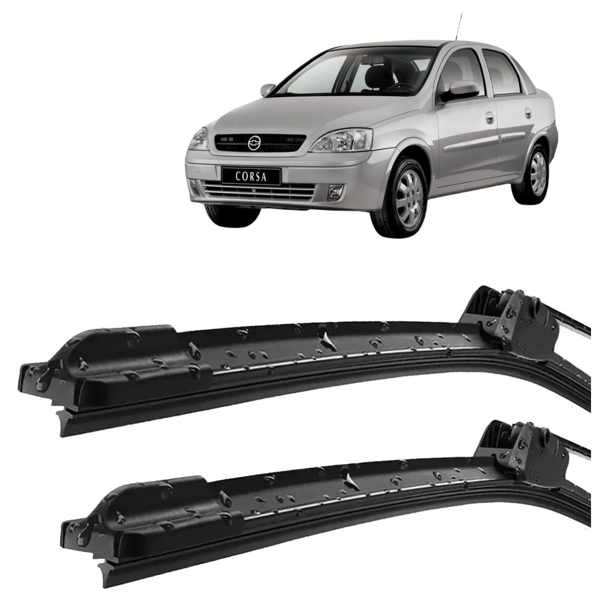 Par de Palhetas Limpador Parabrisa Corsa Sedan 2001-2010 Silicone Tipo Gancho
