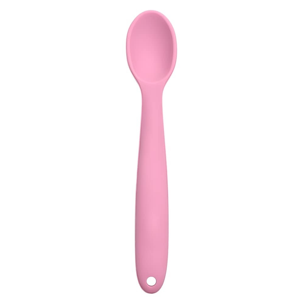 Colher de Silicone para Bebê Rosa - Segura, Macia e Fácil de Limpar