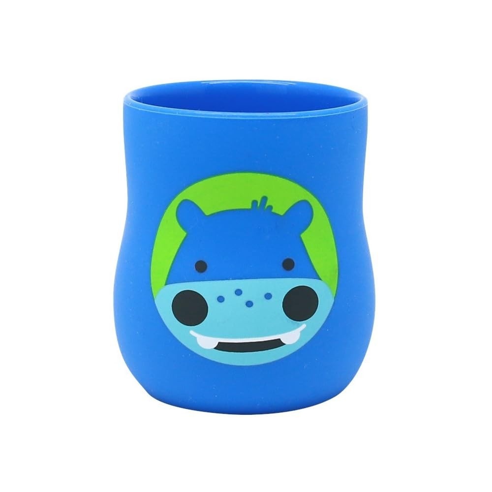 Copo Anatômico em Silicone 120ml Hipopótamo Lucas Azul - Seguro e Ergonômico para Bebês