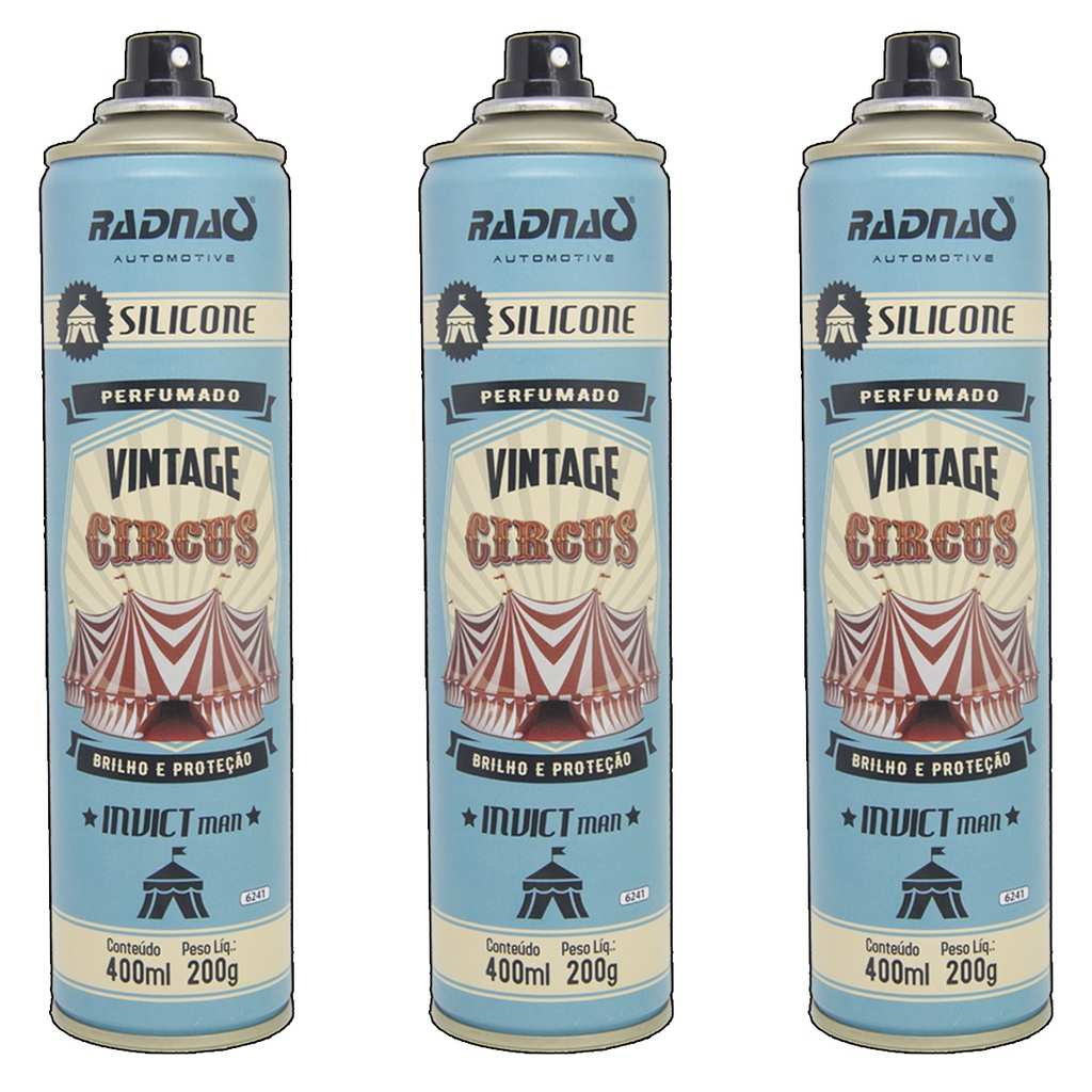 Silicone Spray Perfumado Vintage Circus Invict 400mL - Kit 3 Unidades