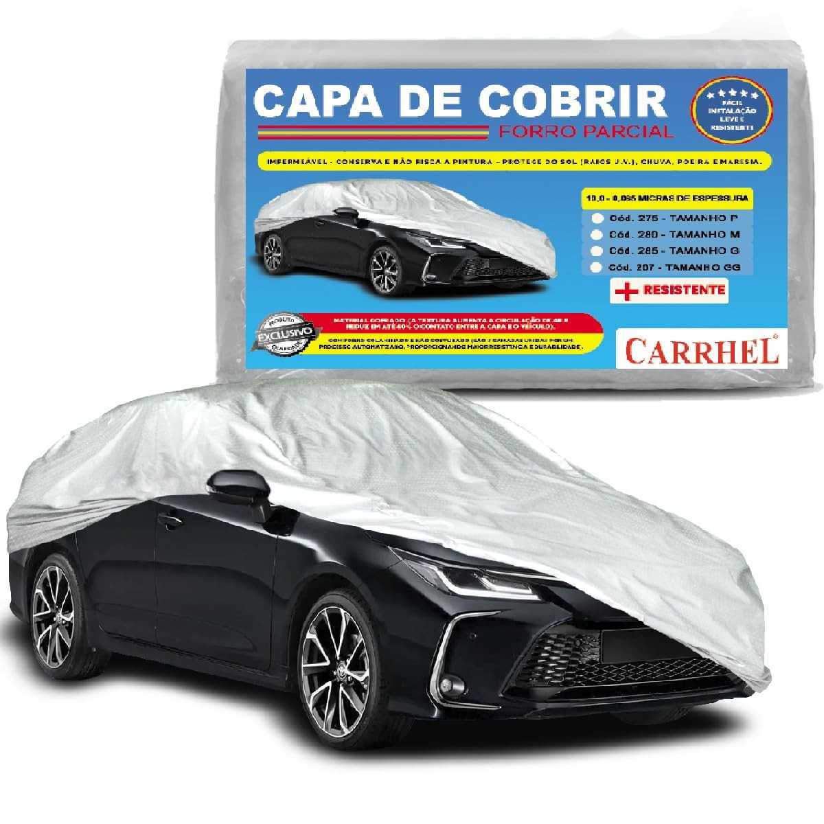Capa Automotiva Forrada Impermeável Proteção UV Silver - Tamanho G