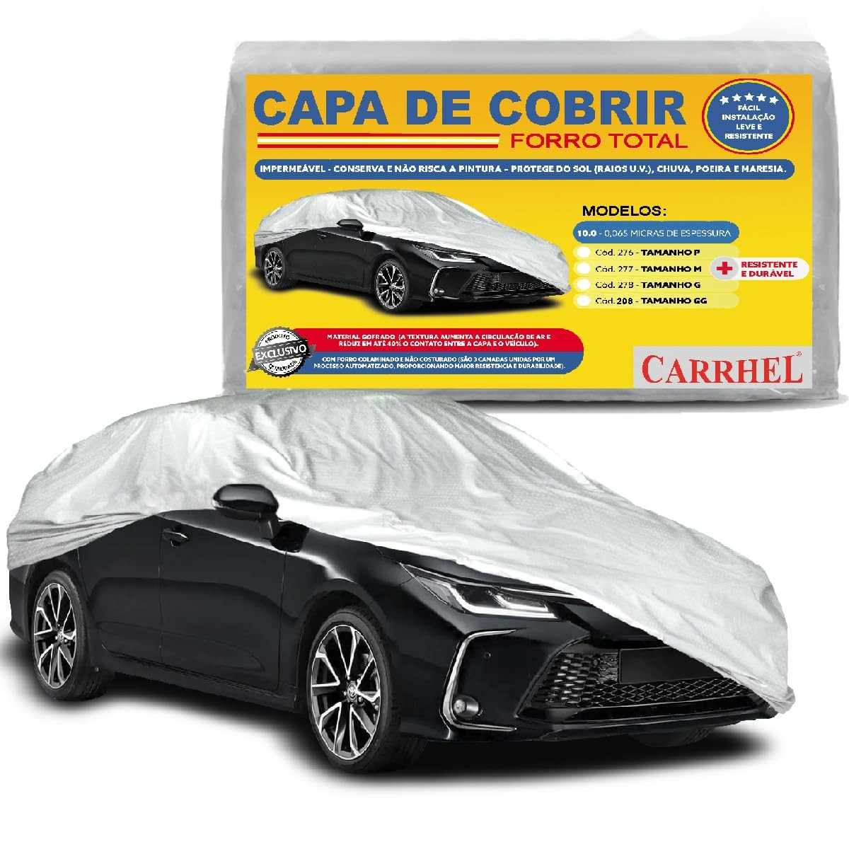 Capa para Carro Forro Total Impermeável Proteção UV Silver - Tamanho GG