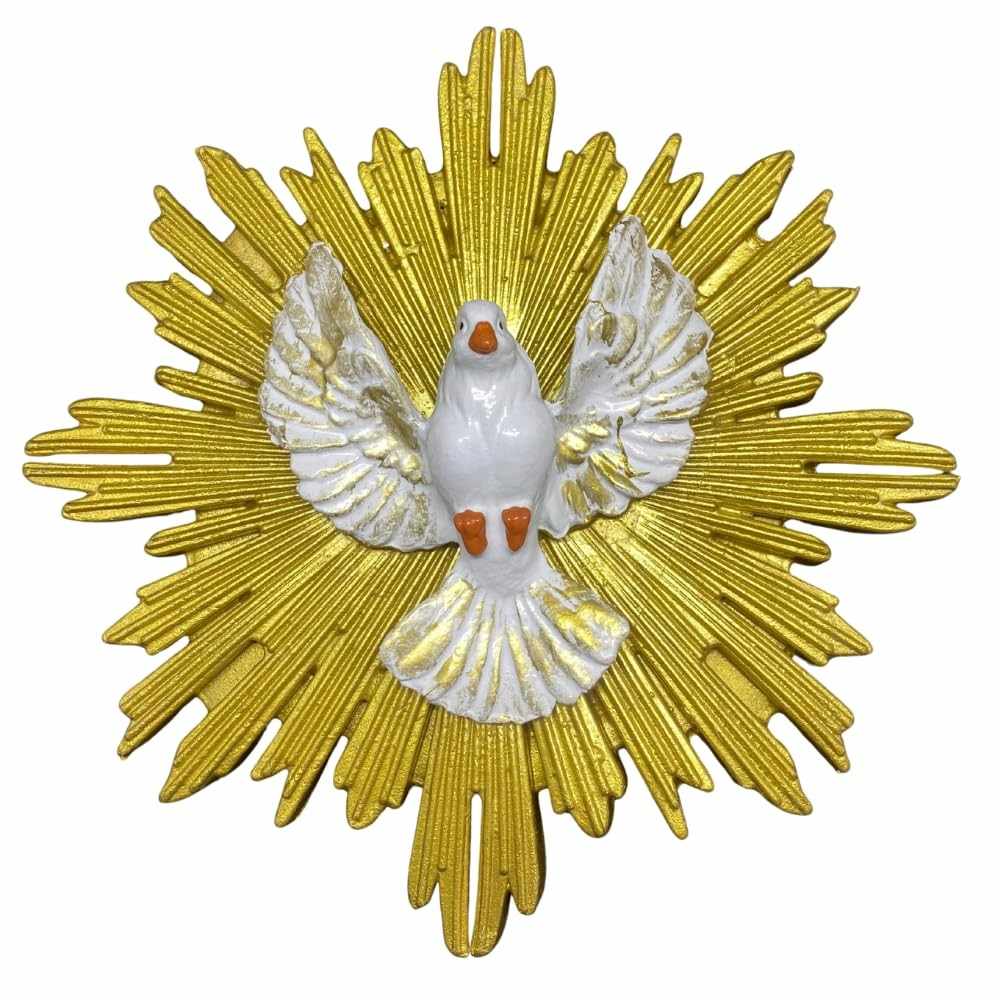 Divino Espírito Santo 19x19cm em Borracha Inquebrável – Símbolo de Fé, Luz e Proteção para Decoração Religiosa