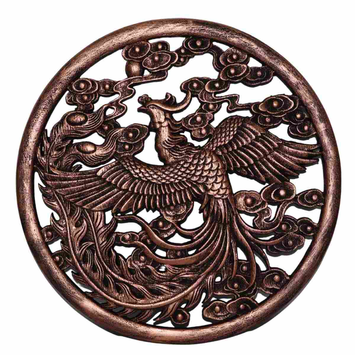 Enfeite de Parede Mandala Fênix Chinesa - Simbolo de Renovação e Harmonia Oriental