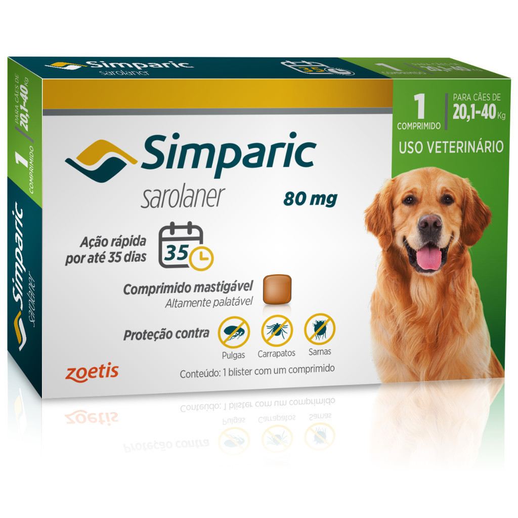 Simparic 80mg: Proteção Total contra Pulgas e Carrapatos para Cães Grandes