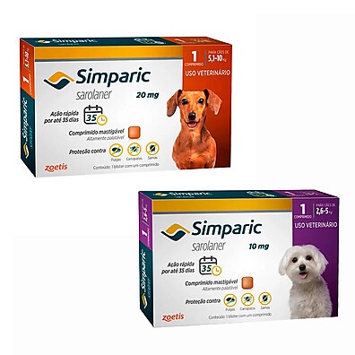 Simparic para Cães 2,6kg a 10kg – Antipulgas e Carrapatos