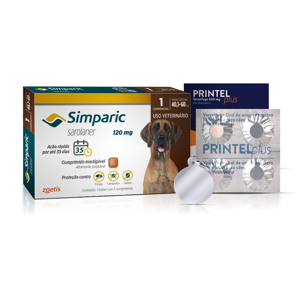 Simparic + Printel: Kit Antipulgas e Vermífugo para Cães