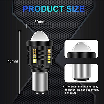 Farol LED H4 Moto 12V/24V 6000K com Lente e Sinalização
