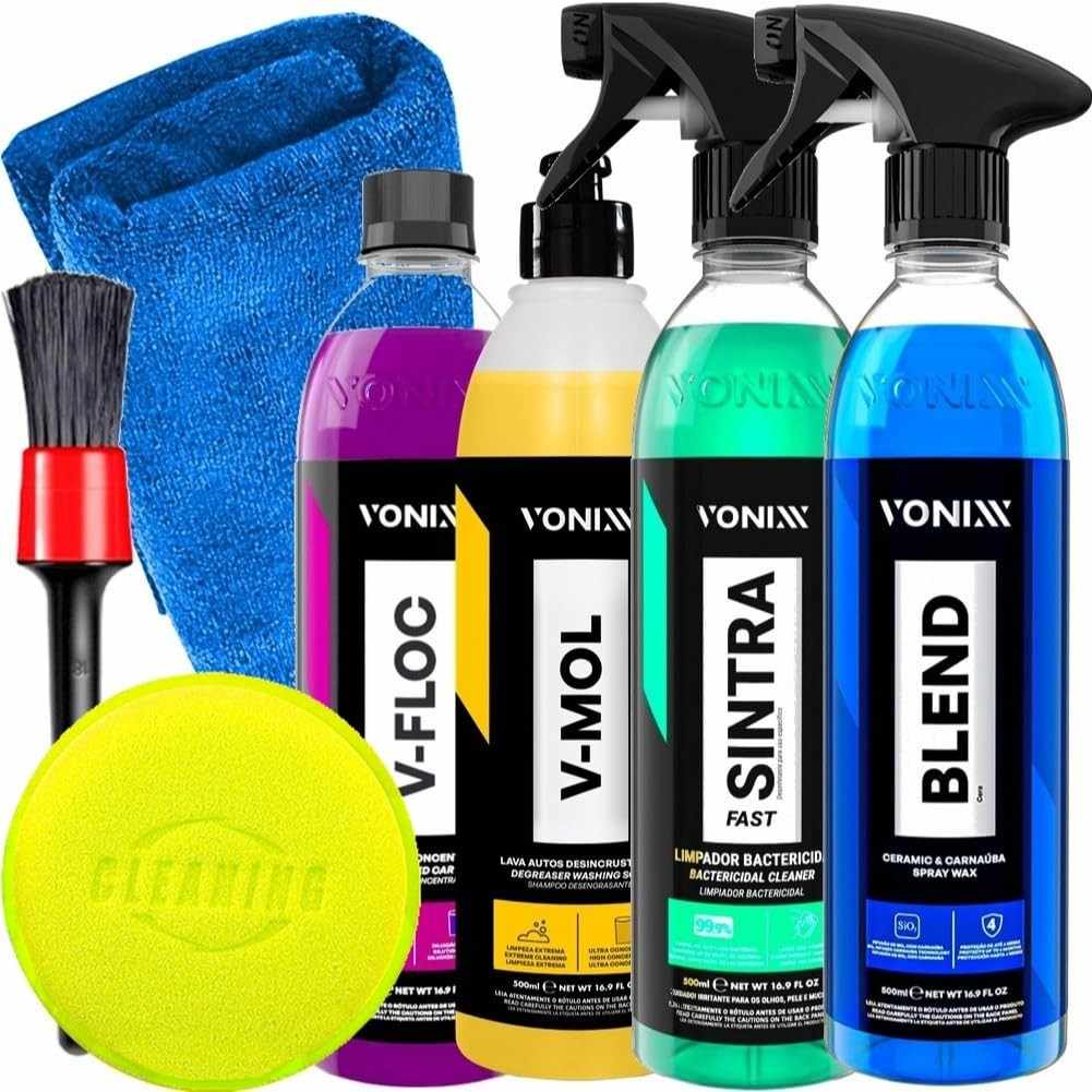 Kit Completo Vonixx: Shampoo V-Mol, V-Floc, Blend Spray, Sintra Fast + Acessórios Karbox