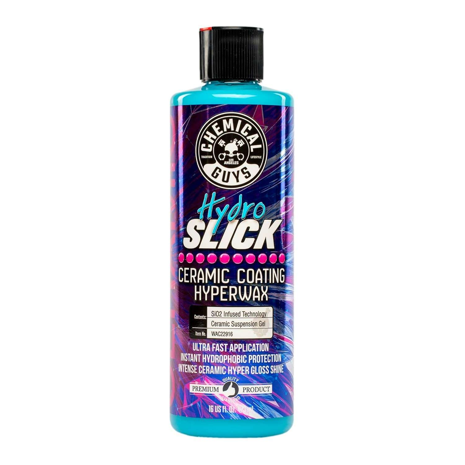 Chemical Guys WAC22916 HydroSlick HyperWax - Revestimento de cerâmica SiO2 + Cera de carro de alto brilho (473 ml)