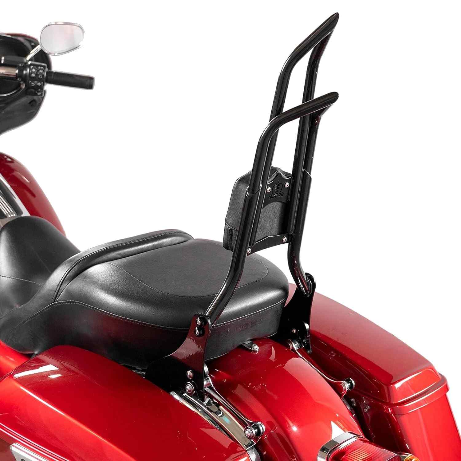 Sissy Bar Passageiro Mofun 28" Destacável para Harley Touring 2009-2025 - Preto Brilhante