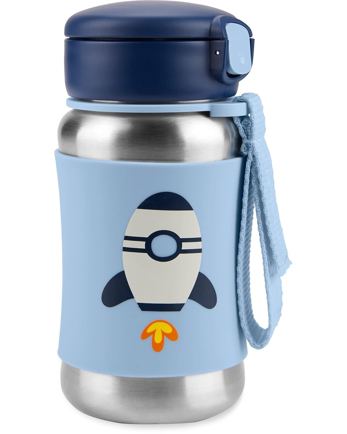 Skip Hop Copo Infantil com Canudo - Garrafa de Aço Inoxidável Spark Foguete