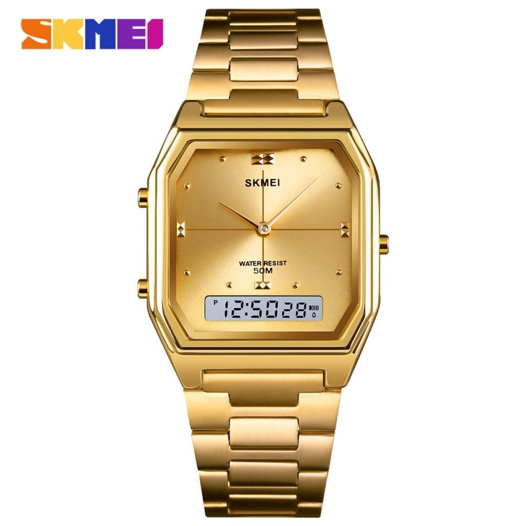 SKMEI Vintage: Relógio Dual Time à Prova D'água