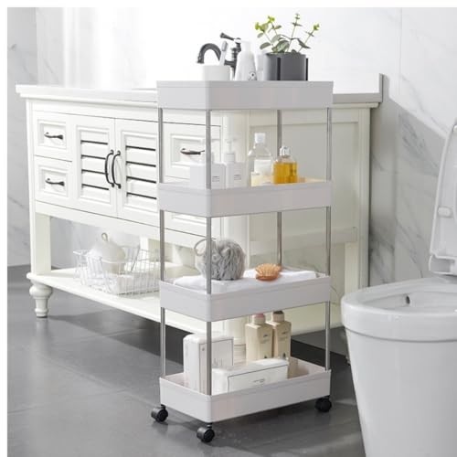 Carrinho Organizador Multiuso 4 Cestos Slim para Cozinha e Banheiro Branco