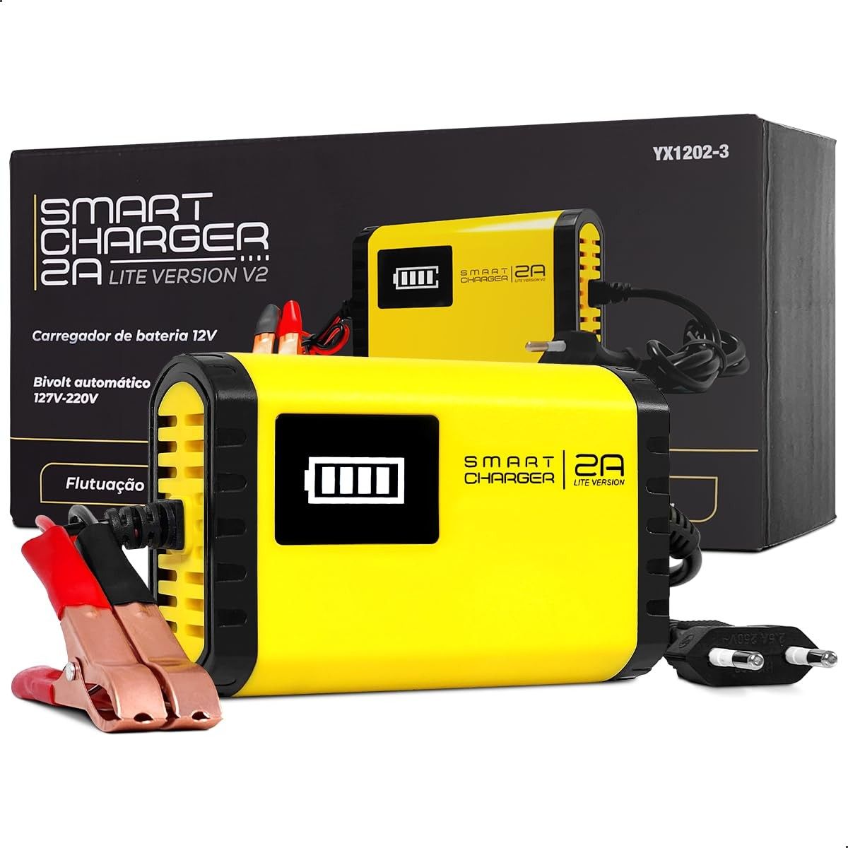 Carregador de Bateria Automotivo Smart Charger 2A Lite V2: Potência e Segurança Bivolt 12V