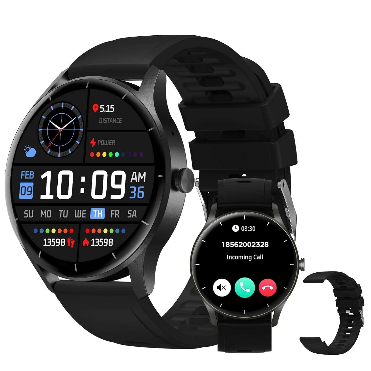 Smartwatch PEJE ZW02: Chamadas Bluetooth, Tela HD, IP68 e 123 Modos Esportivos - Pulseira Extra Inclusa!