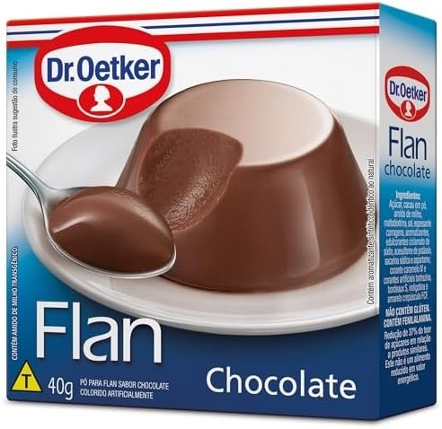 Dr. Oetker Flan Sabor Chocolate, Pó para Preparo de Sobremesa, Consistência Cremosa e Sabor Delicioso, 40g