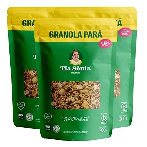 Kit 3 Granola Castanha do Pará Baixo Sódio 200g cada Tia Sônia