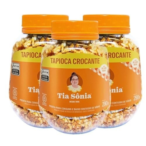 Kit 3 Tapioca Crocante Granola Baixo Sódio 290g cada Tia Sônia