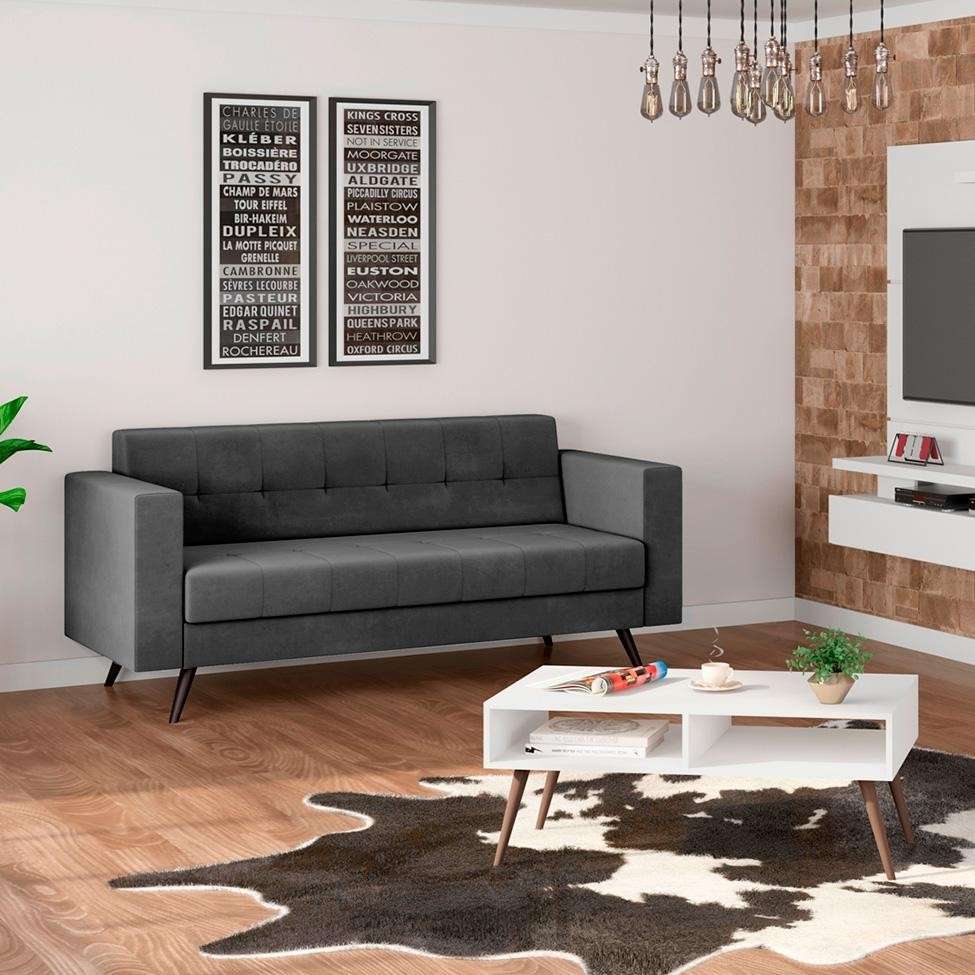 Sofá 2 Lugares Suede Cinza: Conforto e Estilo