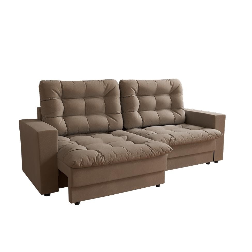 Sofá 3 Lugares Retrátil Bege Lubeck: Conforto Premium