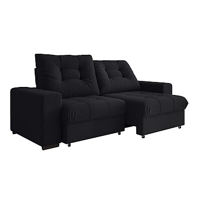 Sofá 3 Lugares Retrátil Biarritz: Conforto em Suede Preto