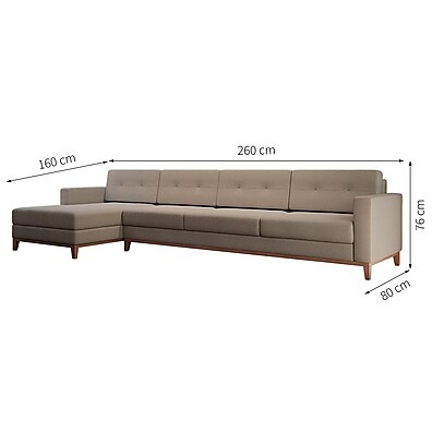 Sofá 4 Lugares Living com Chaise Esquerdo Bege – Conforto e Estilo