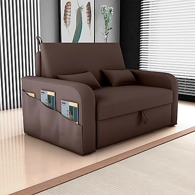 Sofá-Cama 2 Lugares Marrom: Conforto e Baú!