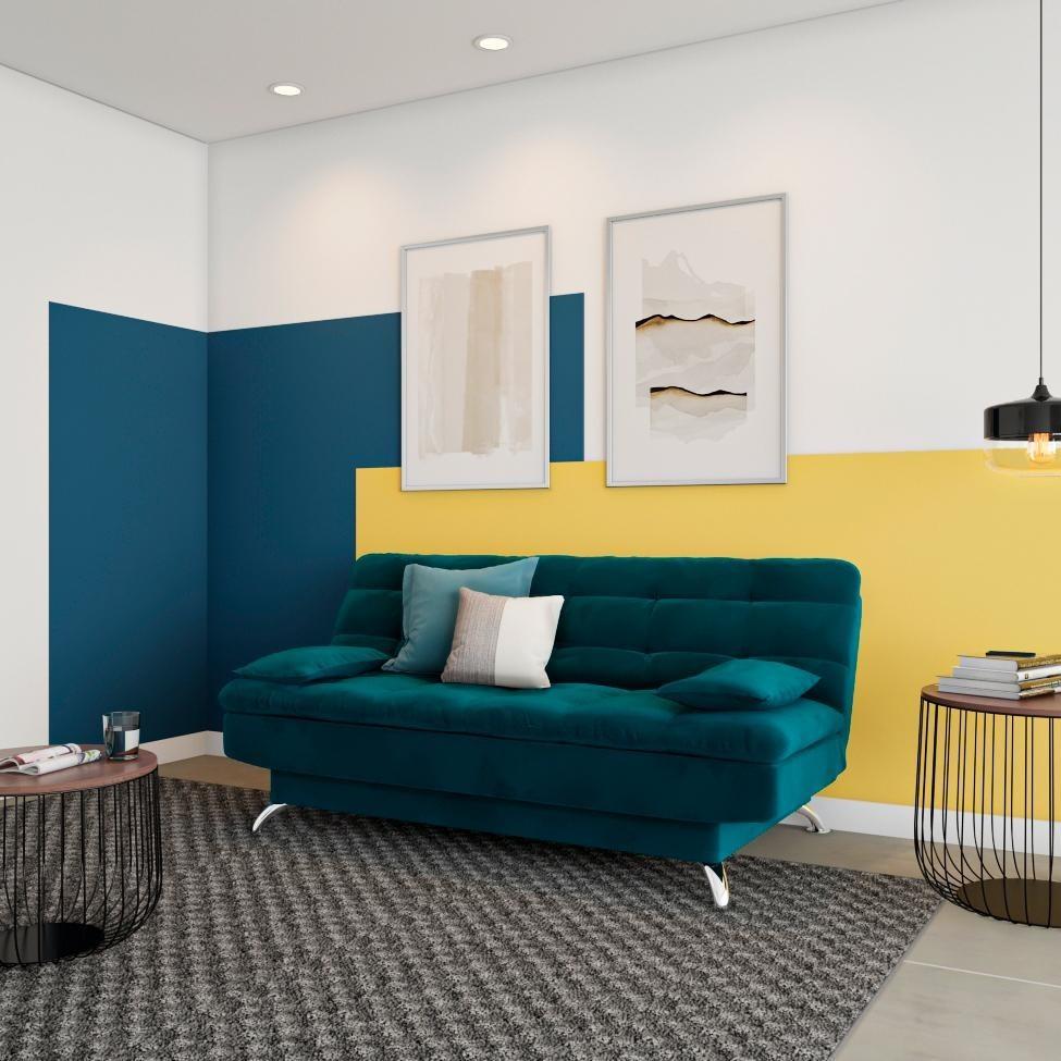 Sofá-Cama Azul Turquesa: 3 Lugares e Suede!