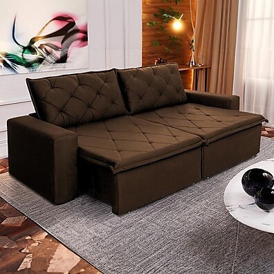 Sofá Cama Bangkok 2,30m Marrom: Conforto Sem Perder Espaço