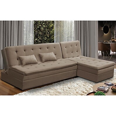 Sofá Cama King 5 Lugares 2,70m Alice Suede – Conforto e Versatilidade