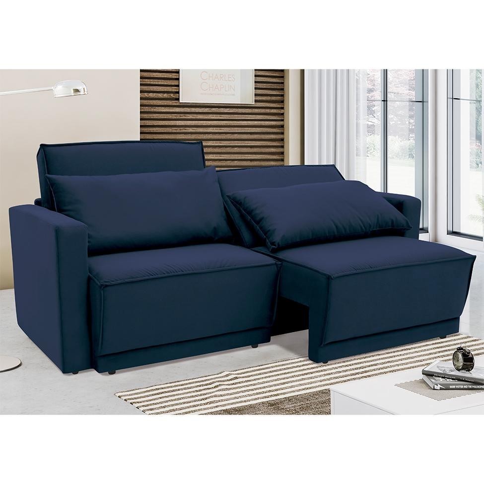 Sofá-Cama Retrátil Aspen: Conforto em Azul Petróleo