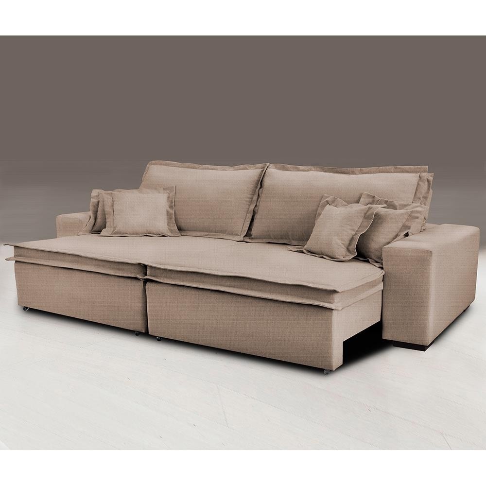 Sofá Cama Retrátil Linho Bege: Conforto Premium!