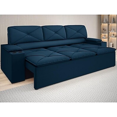 Sofá com Porta Copos Retrátil e Reclinável Pop 2,05m - Conforto e Estilo