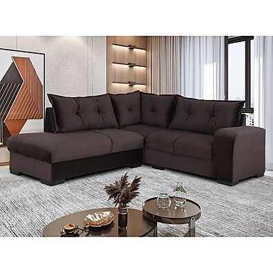 Sofá de Canto 3x2 Marrom Veneza: Conforto e Design!