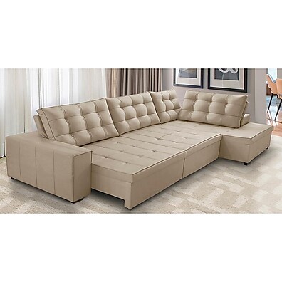 Sofá de Canto Retrátil Bege: Conforto e Estilo!