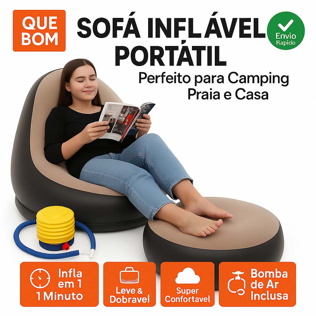 Sofá Inflável 3 em 1: Conforto Portátil Instantâneo!