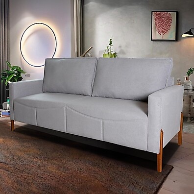 Sofá Living Florença 2,10m Bouclê Cinza - King House