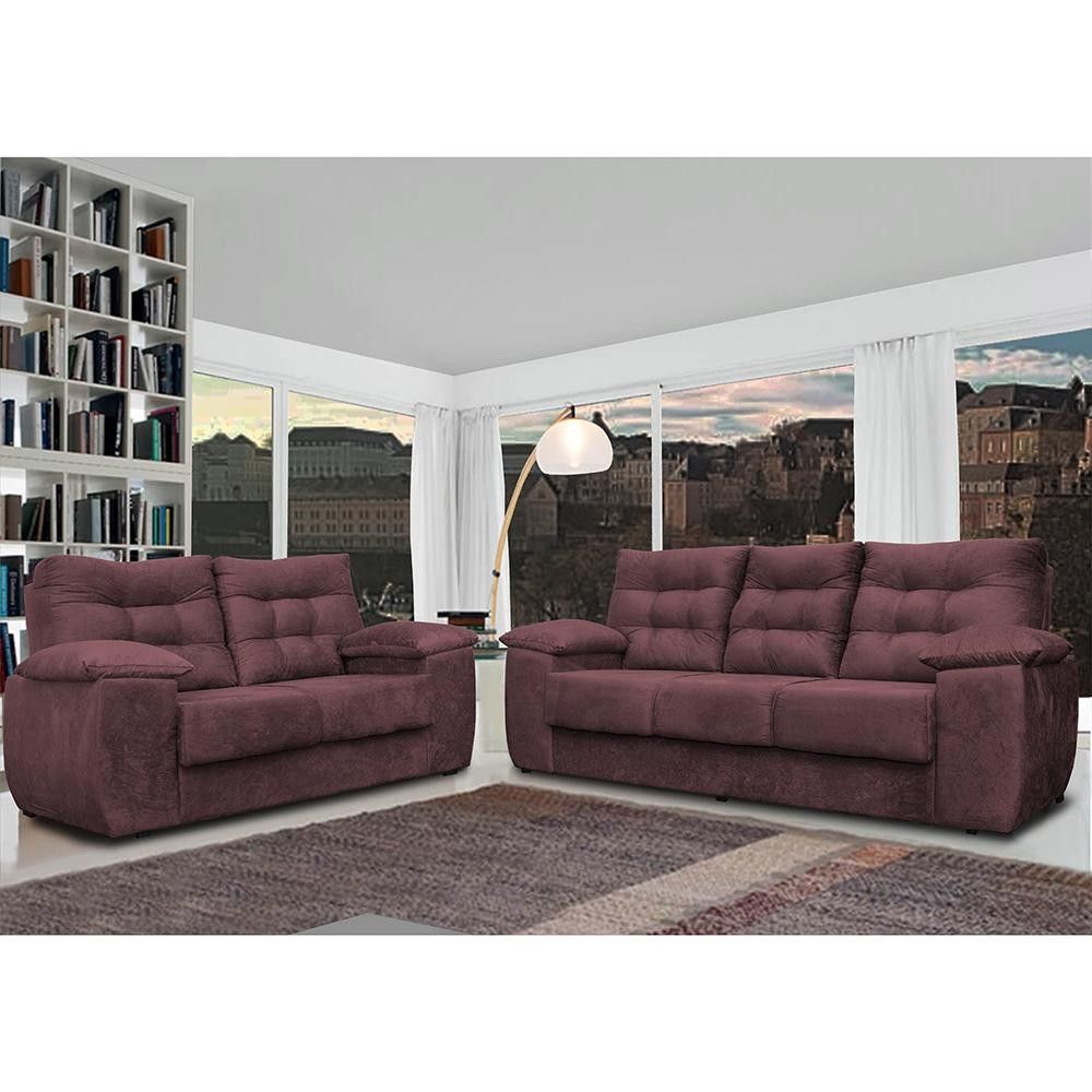 Sofá Luxemburgo: Elegância Suede Vinho para sua Sala