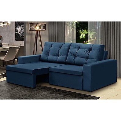 Sofá Retrátil 2 Lugares 1,80m Liz Suede Azul – Conforto e Estilo em Qualquer Ambiente
