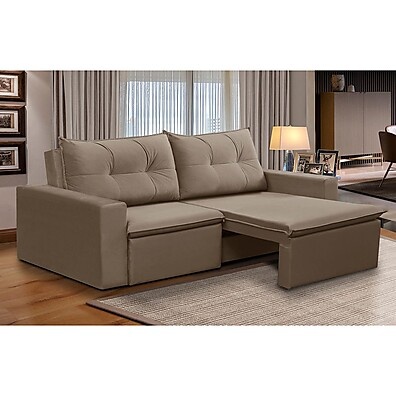 Sofá Retrátil 2 Lugares 1,80m Luna Suede Cappuccino – Conforto e Estilo em Qualquer Ambiente